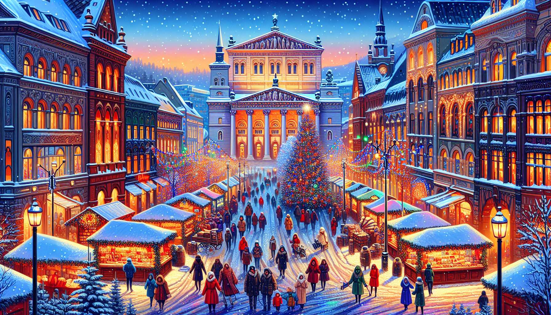 Oslo en diciembre con clima y festividades.
